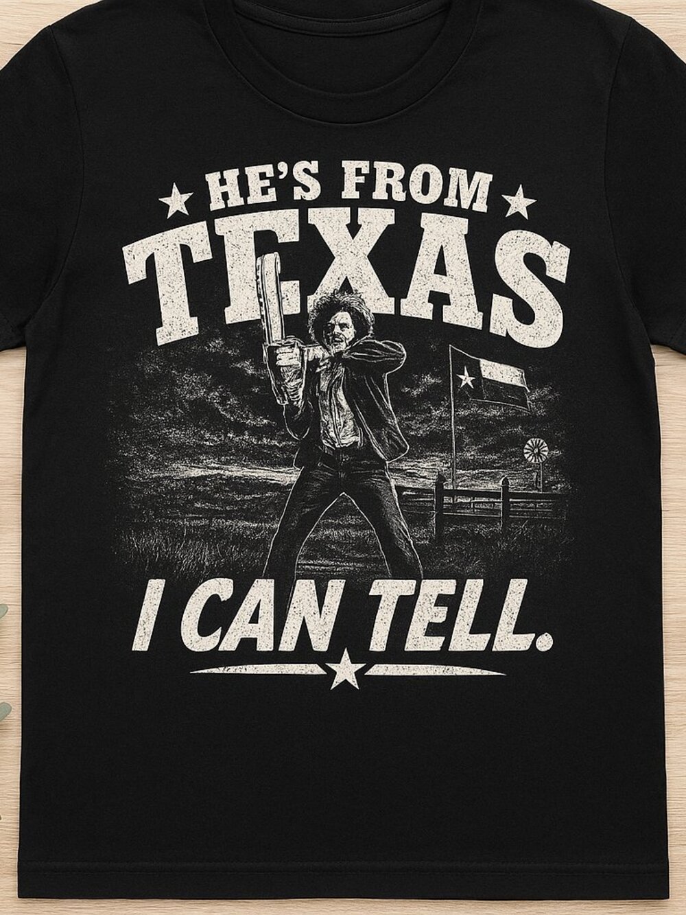 He's From Texas I Can Tell Graphic Tee Western Horror Spooky Shirt